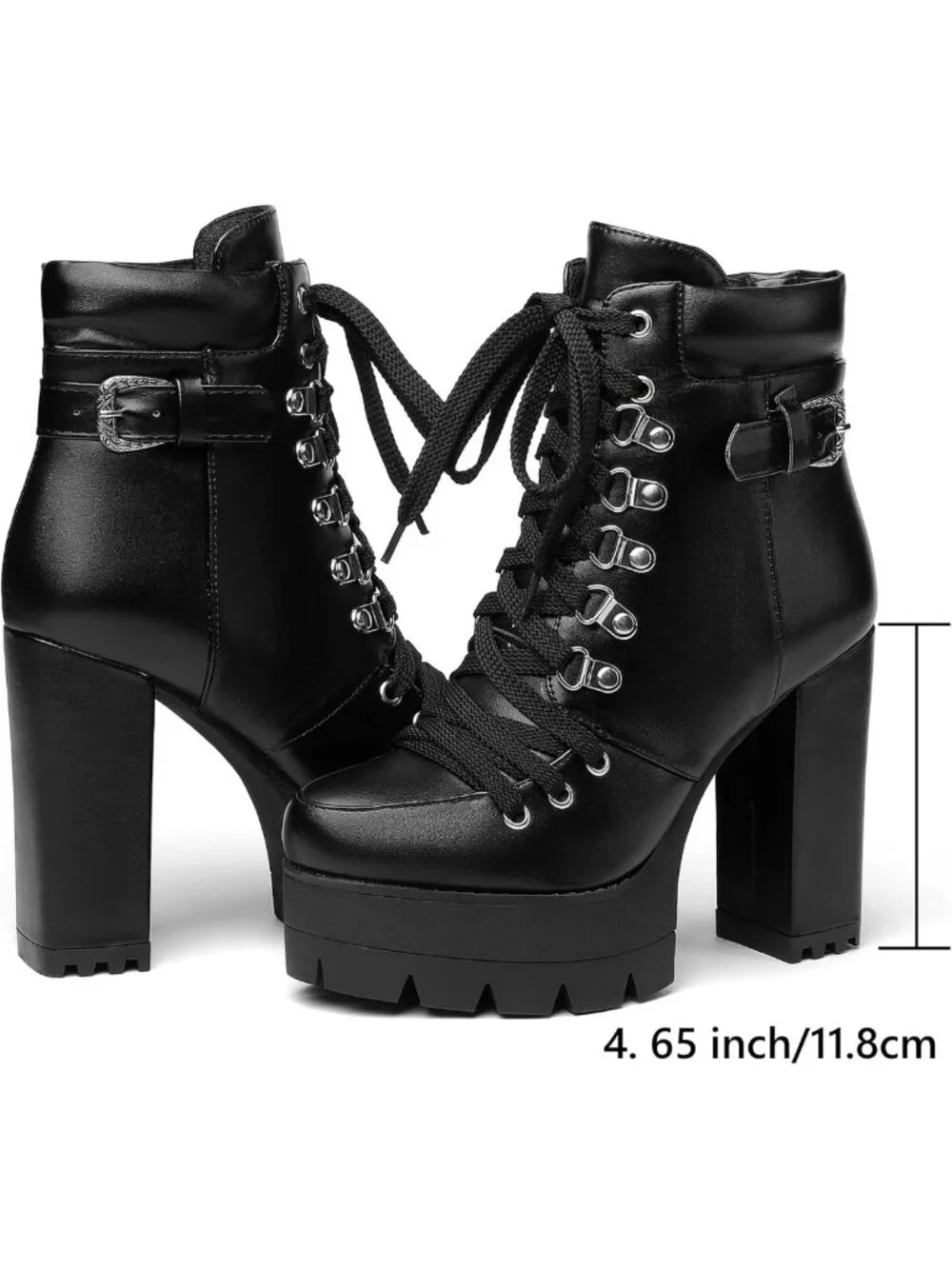 Chic Lace-Up Suede Ankle Booties - Round Toe Platform High Heels for Women